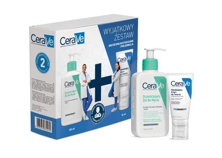 Cerave Xmas  zestaw oczyszczający żel do mycia, 236 ml + nawilżający krem do twarzy, 52 ml