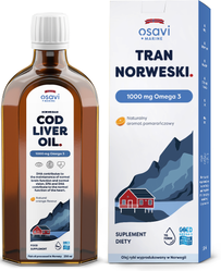 Osavi Tran Norweski, 1000mg Omega 3 - 250 ml smak pomarańcza