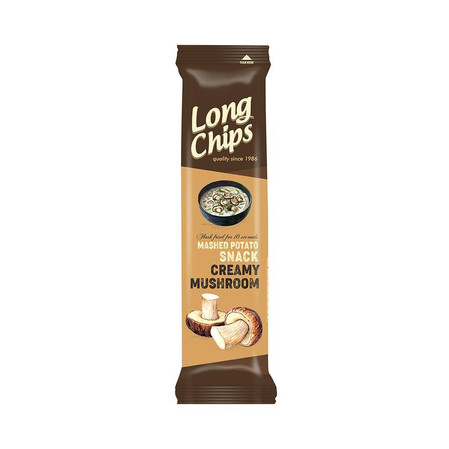 Long Chips Chipsy ziemniaczane o smaku śmietany i grzybów 75 g