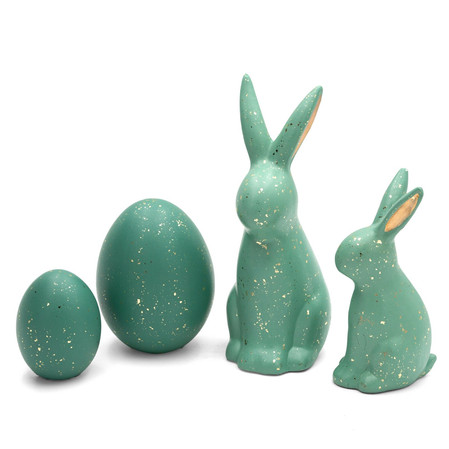 Ozdoba Wielkanocna, Figurka ceramiczna, kolor zielony, rozmiar 7 x 7 x 10 cm