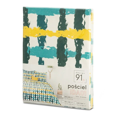 Pościel bawełniana D91 Ida 01 220 x 200 cm, Turkusowy