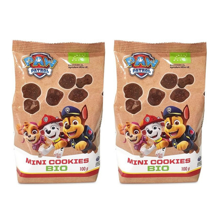Zestaw: 2x Mini ciastka kakaowe dla dzieci Psi Patrol BIO 100 g