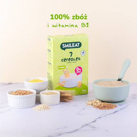 Smileat, Bio Kaszka dla niemowląt 7 zbóż 6m+, 200g