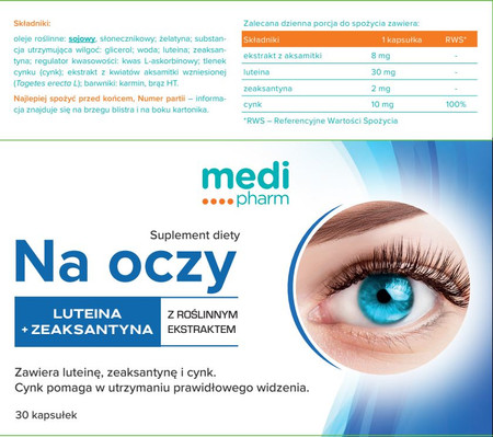 Medi Pharm suplement na oczy z luteiną 30 kaps.