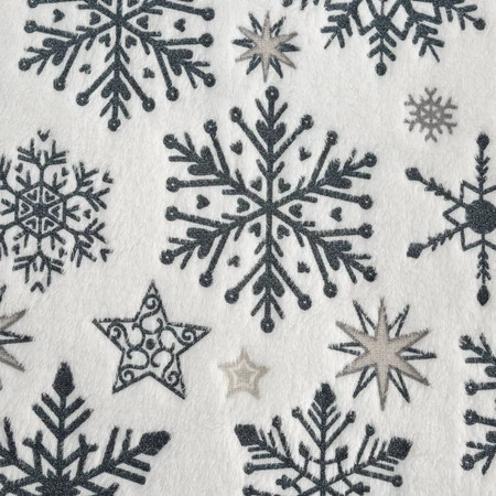 Koc świąteczny 150X200 biały, śnieżynki