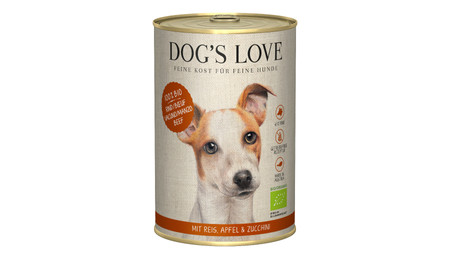 Zestaw 10x DOG'S LOVE BIO RIND - ekologiczna wołowina z ryżem, cukinią i jabłkiem (400g)