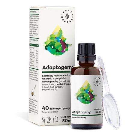 AURA HERBALS Adaptogeny - bakopa, wąkrota, ashwaghanda, kadzidłowiec 50ml