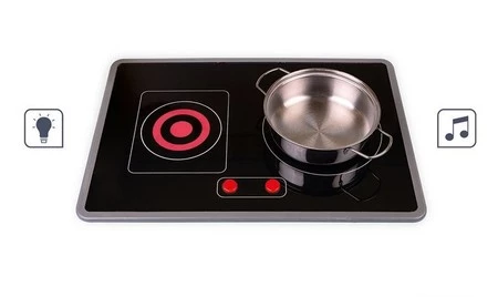 Janod Duża drewniana kuchnia z dźwiękiem, światłem LED i 6 akcesoriami Mozaika 3-8 lat