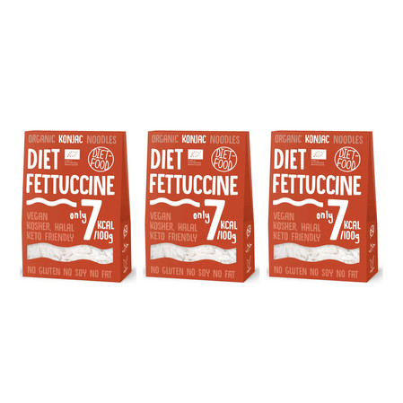 Zestaw: 3x DIET-FOOD Makaron Konfac Shirataki Fettuccine bezglutenowy Bio 385g (300g)