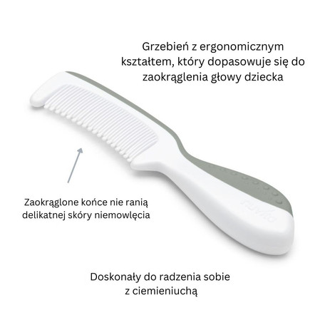 Nuvita, Zestaw dla dzieci: szczotka i grzebień, Sage Green