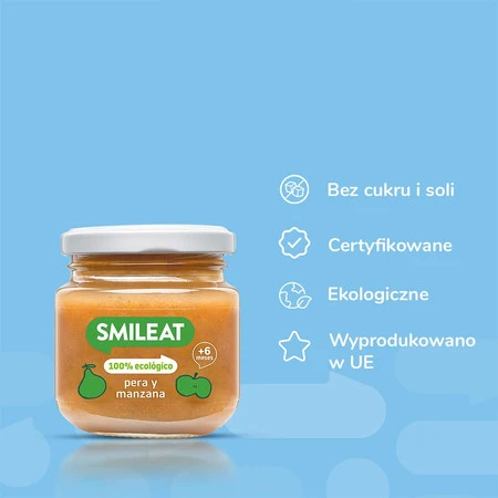 Smileat, BIO Deser z gruszkami i jabłkami 6m+, 130g
