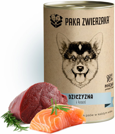 Paka Zwierzaka Dziczyzna i łosoś - karma mokra dla psa - 400g