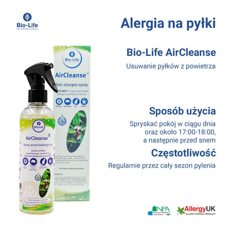 Bio-Life AirCleanse, Spray redukujący alergeny w powietrzu, 250 ml