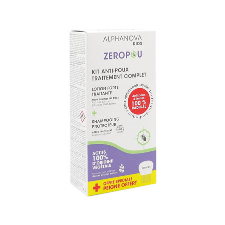 Alphanova Kids, ZEROPOU, Kompletny zestaw przeciw wszom z grzebieniem, Balsam i Szampon