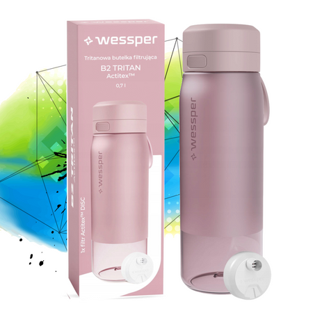 Wessper  Butelka filtrująca na wodę  Tritanowa TRITAN Actitex różowa 700 ml