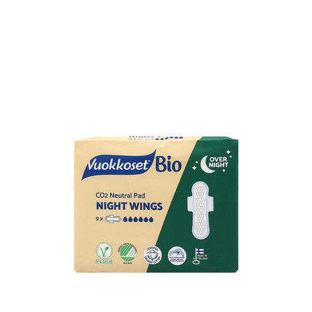  Vuokkoset, BIO, NIGHT WINGS, Podpaski ze skrzydełkami na noc, 9 szt.