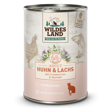 WILDES LAND CAT Classic Huhn Lachs - kurczak i łosoś z żurawiną (400g)