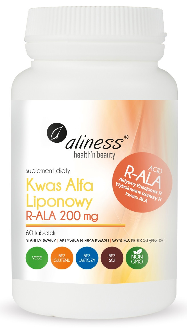 Aliness Kwas Alfa Liponowy R-ALA 200 mg x 60 tabletek vege - Nabea.pl