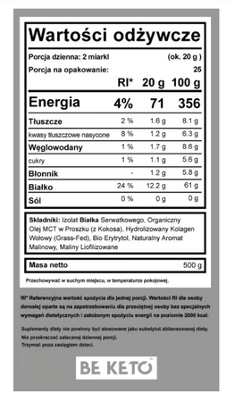 Be Keto Shake Dzika Malina 500g