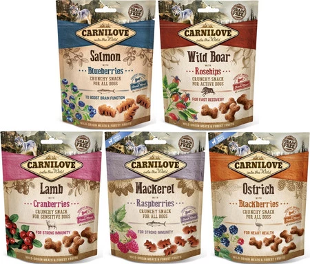 CARNILOVE DOG Crunchy Snack Ostrich Blackberries STRUŚ 200g