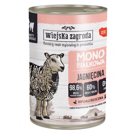 Wiejska Zagroda Monobiałkowa Jagnięcina - karma mokra dla kota - 400g