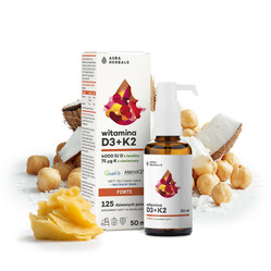 Aura Herbals  Witamina D3 + K2mk7 w oleju MCT 50 ml