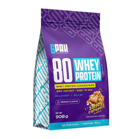 6PAK 80 WHEY PROTEIN odżywka białkowa WPC 908 g smak słony karmel