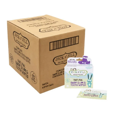 Jack N' Jill, Naturalne chusteczki do mycia dziąseł dla niemowląt, 25 szt.