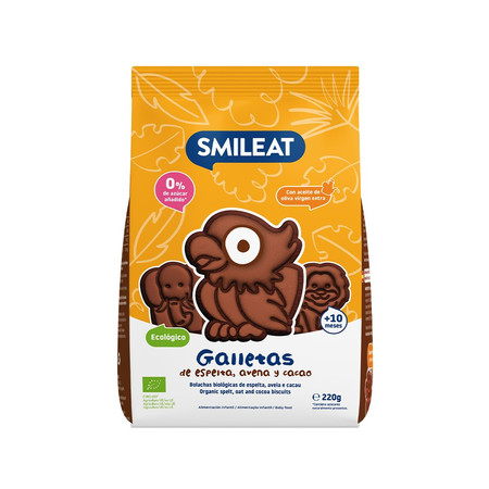 Smileat Bio Herbatniki z orkiszu, kakaowo-jabłkowe 10m+, 220 g