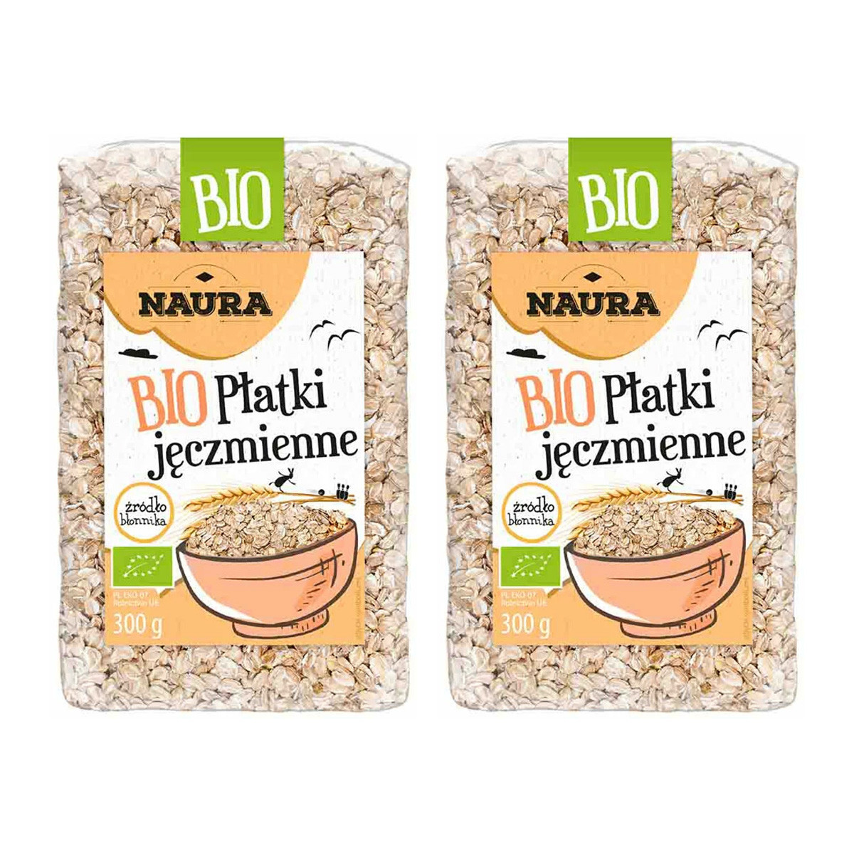 Zestaw 2x Płatki jęczmienne BIO 300 g - Nabea.pl