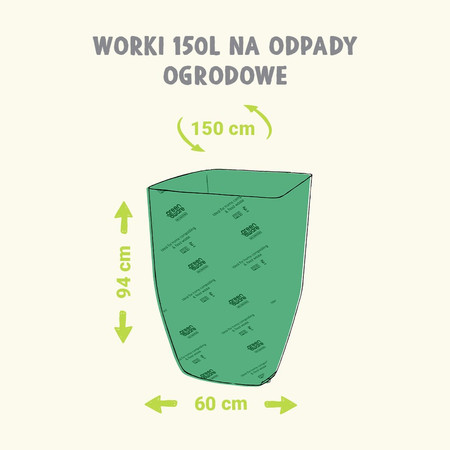 GreenAware, Kompostowalne worki na odpady ogrodowe 150 L, 3 szt.