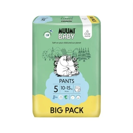 Muumi Baby, Pieluchomajtki ekologiczne 5 (10-15kg), 54 szt. BIG PACK