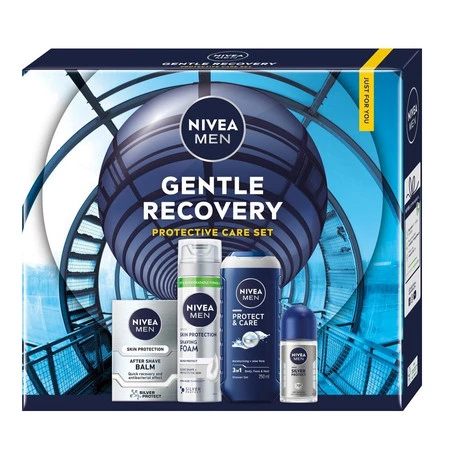 Men Gentle Recovery zestaw pianka do golenia 200ml + balsam po goleniu 100ml + żel pod prysznic 3w1 250ml + antyperspirant roll-on 50ml