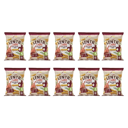 Zestaw 10x Chipsy z czerwonej soczewicy o smaku bekonu 100 g