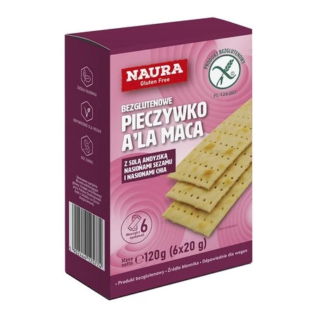 Pieczywko chrupkie z solą andyjską, nasionami sezamu i nasionami chia bez glutenu 120g