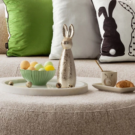 Ozdoba Wielkanocna, Figurka ceramiczna, kolor szampański, rozmiar 9 x 28 x 9 cm