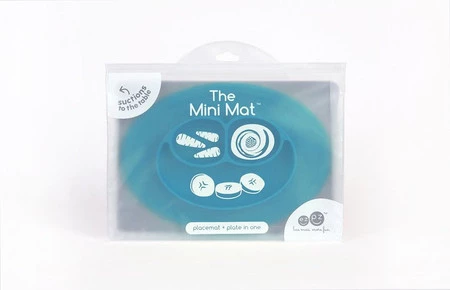 EZPZ Silikonowy talerzyk z podkładką mały 2w1 Mini Mat niebieski