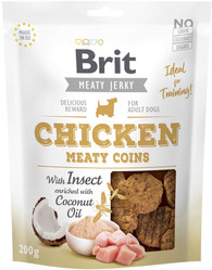 BRIT JERKY Snack CHICKEN Meaty Coins Drób Owady 200g