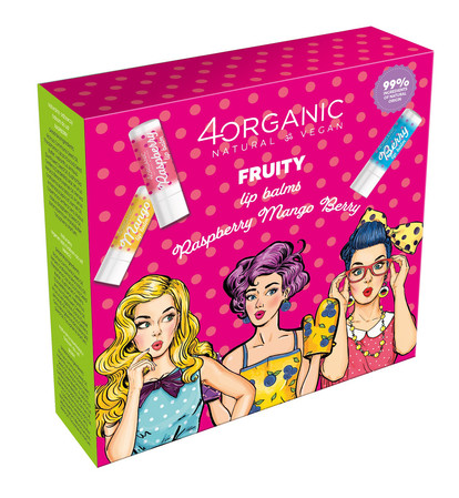 4organic Zestaw balsamów do ust Pin-up