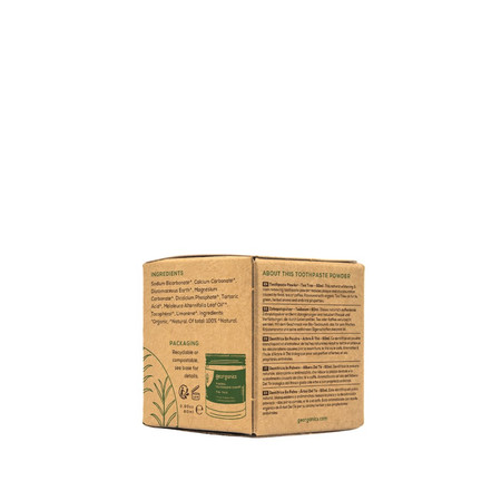 Georganics, Mineralny proszek do mycia zębów, z naturalnym składem, do codziennej pielęgnacji, smak drzewa herbacianego, 60 ml