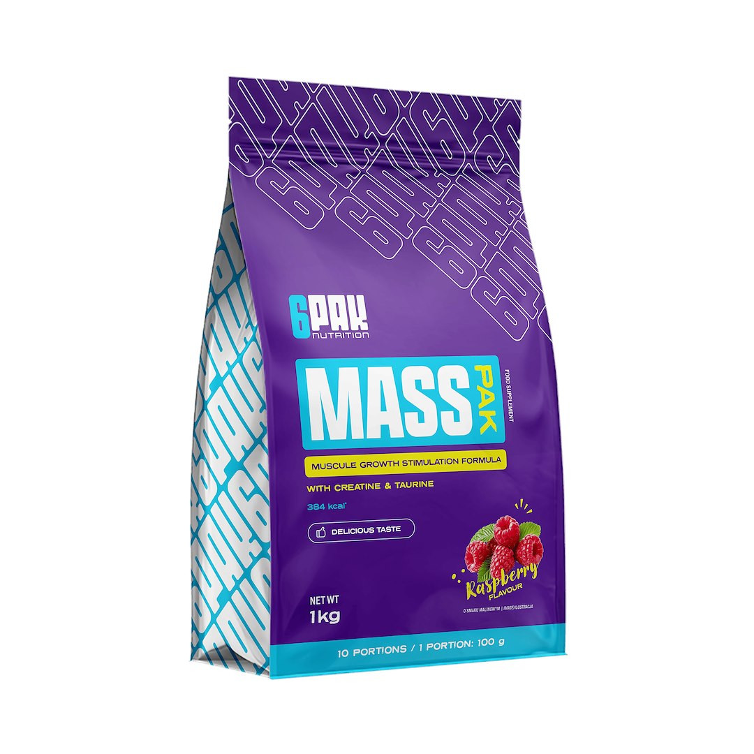 6PAK MASS PAK Gainer 1000g smak malina - Nabea.pl