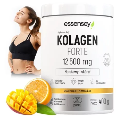 Essensey Kolagen FORTE 12 500mg Premium 400g smak mango pomarańcza