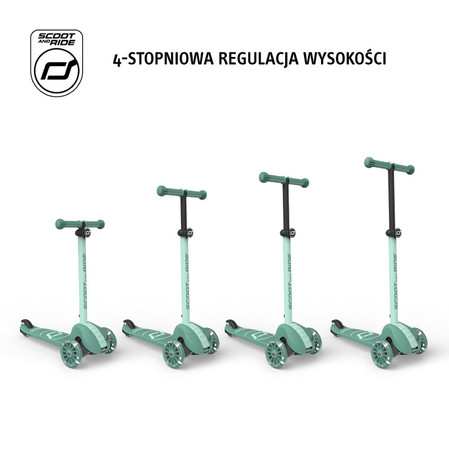 SCOOTANDRIDE Highwaykick 3S Hulajnoga z systemem sterowania 2w1 i kółkami LED składana 3+ Forest