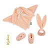 Kaloo Zestaw prezentowy 3 w 1 Królik (komforter + gryzak + buciki) brzoskwiniowy Lapinoo
