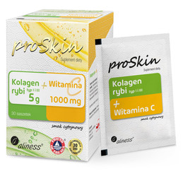 Aliness proSkin Kolagen rybi 5g + Witamina C 1000mg Compelx x 30 sasz. KRÓTKA DATA 2026-09-30