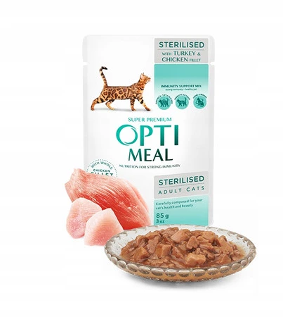 OPTIMEAL Sterilised – indyk i kurczak w sosie 85 g