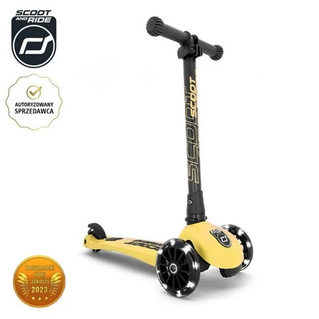 SCOOTANDRIDE Highwaykick 3 LED Hulajnoga składana ze świecącymi kółkami 3+ Lemon