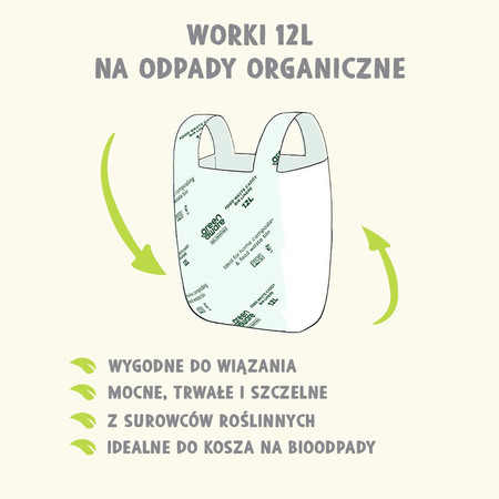 GreenAware, Kompostowalne worki na śmieci 12 L, 14 szt.
