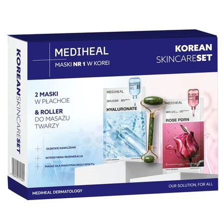 Korean Skincare Set zestaw maski w płachcie 2x24ml + roller do masażu twarzy