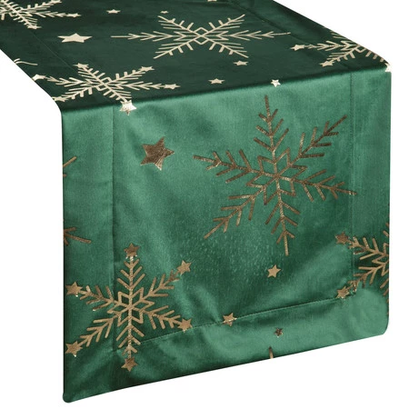 Bieżnik świąteczny w gwiazdki, rozm.: 40 x140 cm, kolor zielony